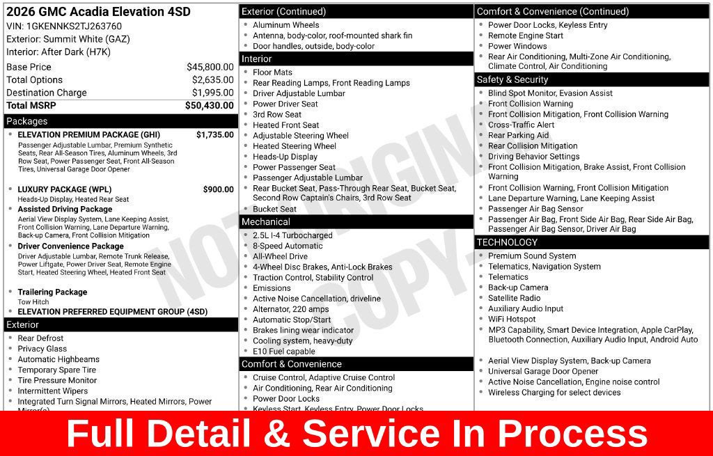 Used 2026 GMC Acadia Elevation w/ Elevation Premium Package AWD/4WD image 3