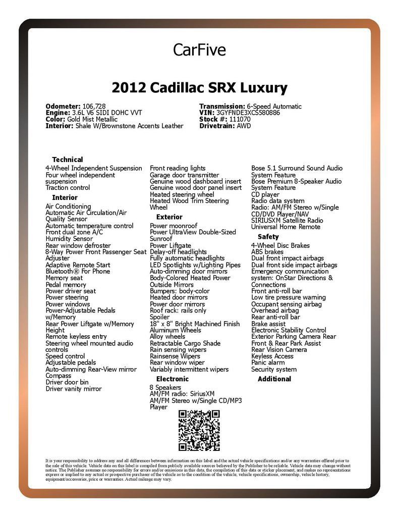 Used 2012 Cadillac SRX Luxury AWD/4WD image 30