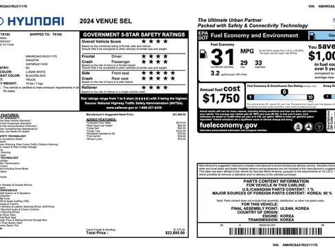 Certified 2024 Hyundai Venue SEL FWD image 3