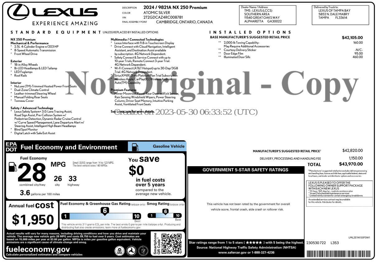 Used 2024 Lexus NX 250 FWD w/ Towing Package (2000 Lbs) image 80