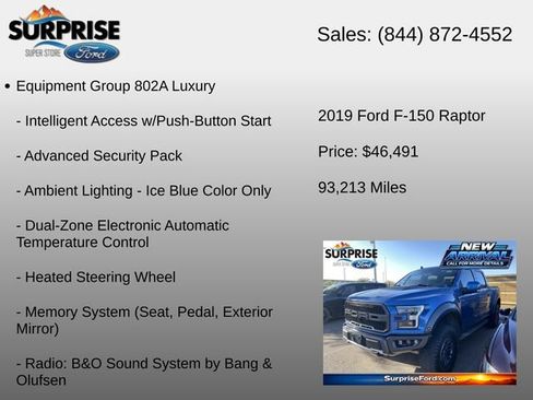 Used 2019 Ford F150 Raptor w/ Equipment Group 802A Luxury AWD/4WD image 15