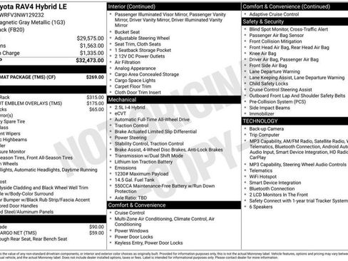 Used 2022 Toyota RAV4 LE w/ Carpet Mat Package (TMS) AWD/4WD image 8