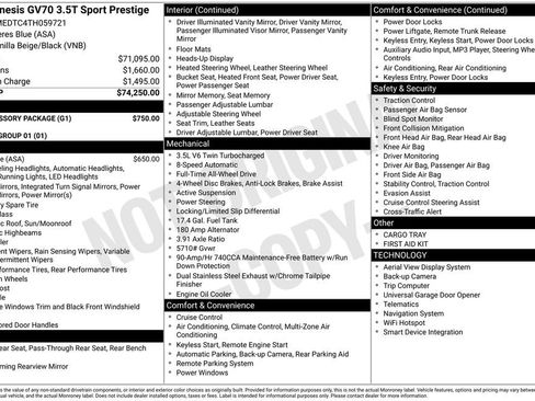 New 2026 Genesis GV70 3.5T Sport Prestige w/ G1 Accessory Package AWD/4WD image 2