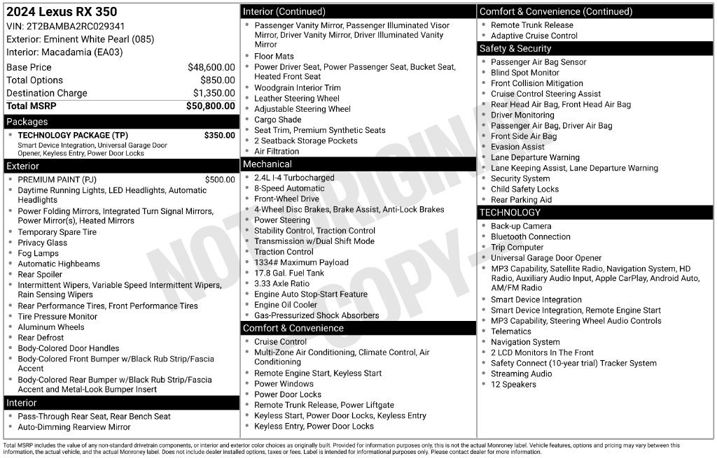 Used 2024 Lexus RX 350 FWD w/ Technology Package image 6