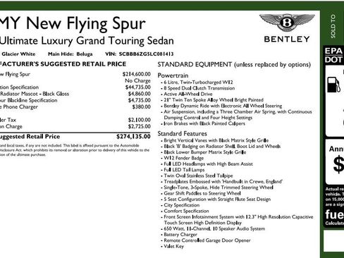 Used 2020 Bentley Flying Spur W12 AWD/4WD image 7
