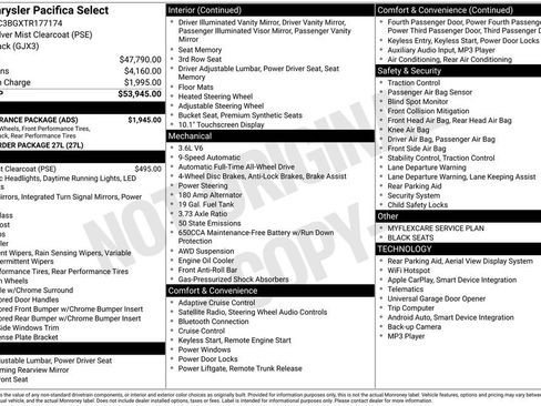 New 2026 Chrysler Pacifica Select w/ S Appearance Package image 4