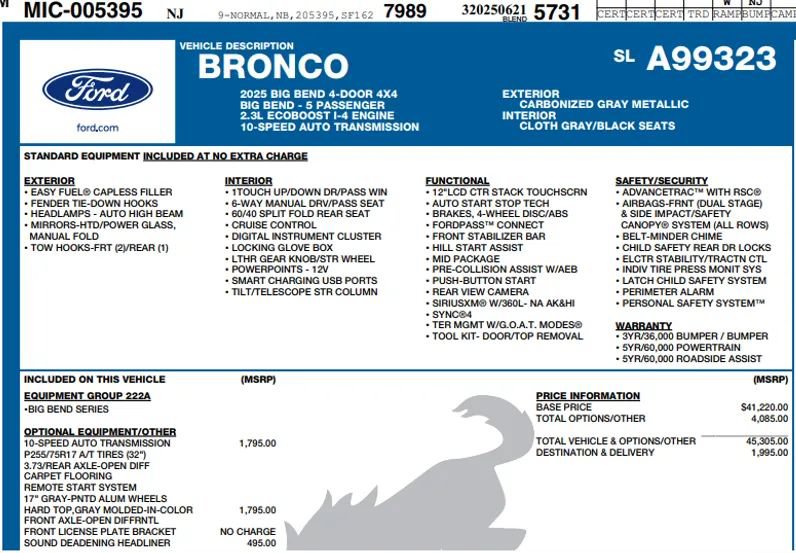 Used 2025 Ford Bronco Big Bend AWD/4WD image 2
