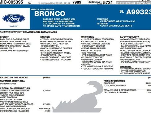 Used 2025 Ford Bronco Big Bend AWD/4WD image 2