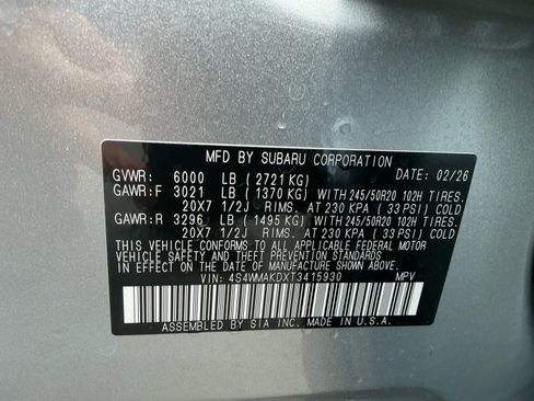 New 2026 Subaru Ascent Touring AWD/4WD image 16