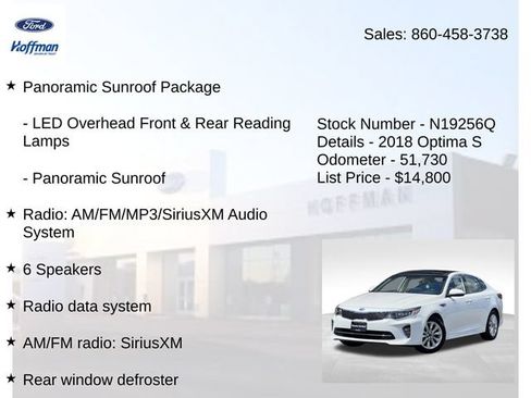 Used 2018 Kia Optima S w/ Panoramic Sunroof Package FWD image 5