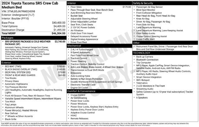 Certified 2024 Toyota Tacoma SR5 AWD/4WD image 37