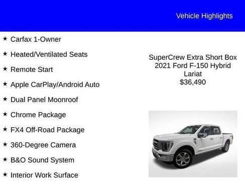 Used 2021 Ford F150 Lariat w/ Equipment Group 502A High AWD/4WD image 2
