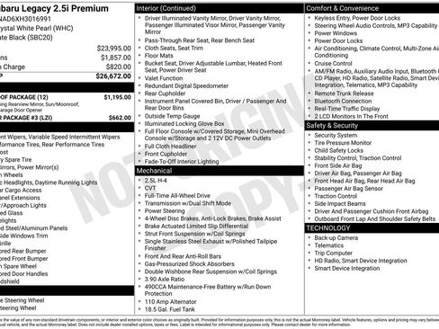 Used 2017 Subaru Legacy 2.5i Premium w/ Moonroof Package image 23