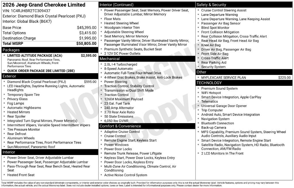 New 2026 Jeep Grand Cherokee Limited w/ Limited Altitude Package AWD/4WD image 50
