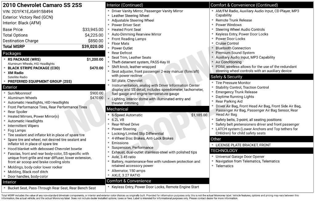 Used 2010 Chevrolet Camaro SS w/ RS Package RWD image 3