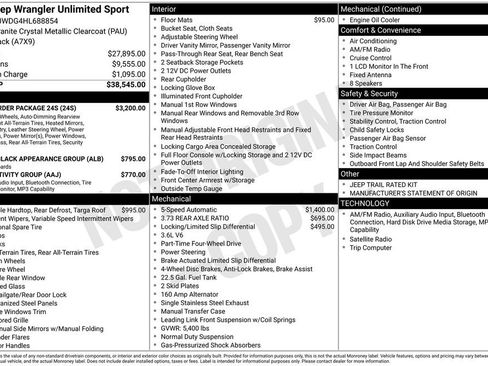 Used 2017 Jeep Wrangler Unlimited Sport w/ Quick Order Package 24S image 15