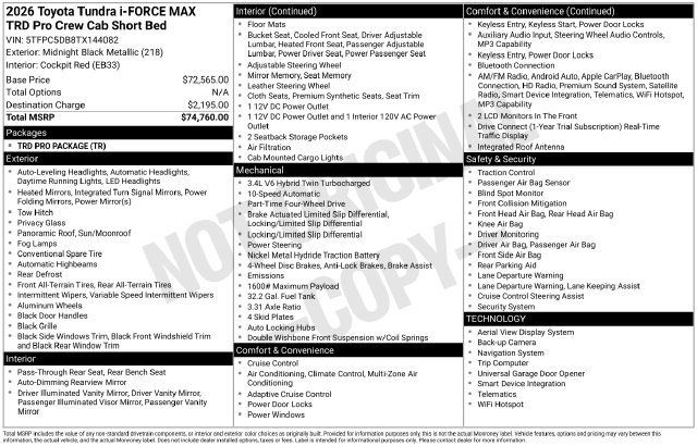New 2026 Toyota Tundra TRD Pro AWD/4WD image 4
