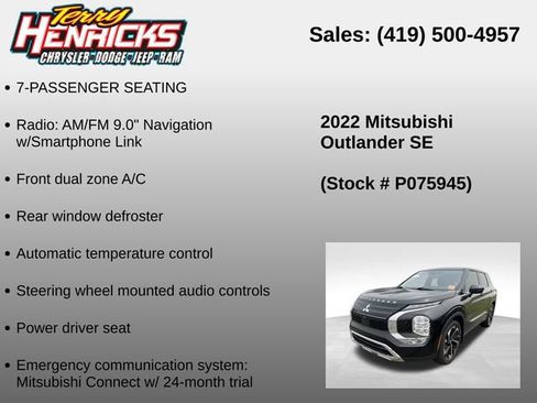 Used 2022 Mitsubishi Outlander SE AWD/4WD image 12