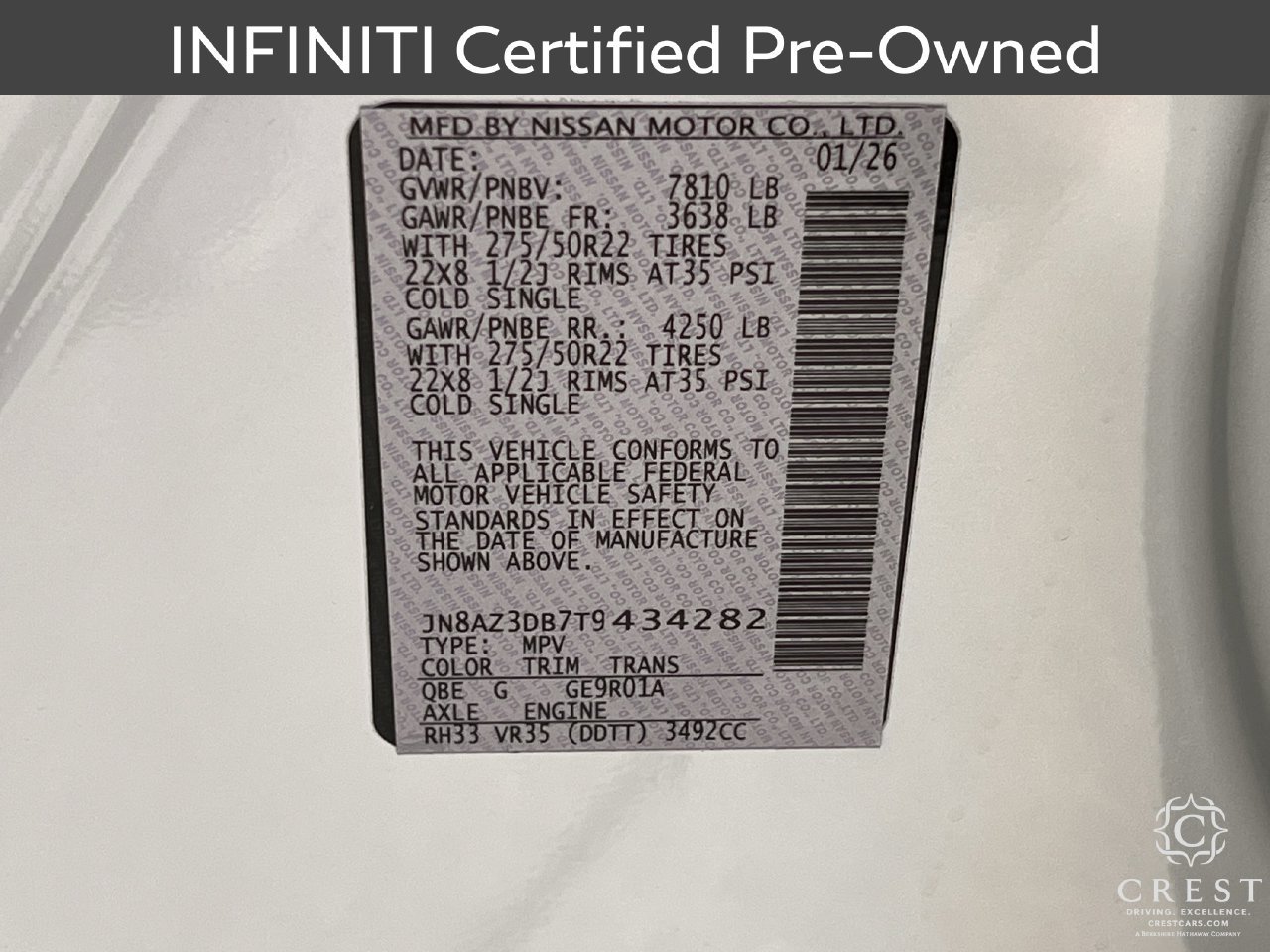 Certified 2026 INFINITI QX80 4WD w/ Sport Exterior Package image 34