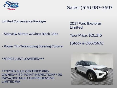Used 2021 Ford Explorer Limited w/ Equipment Group 301A AWD/4WD image 16