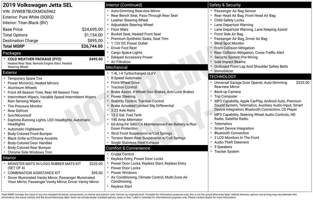 Used 2019 Volkswagen Jetta SEL w/ Cold Weather Package FWD image 7