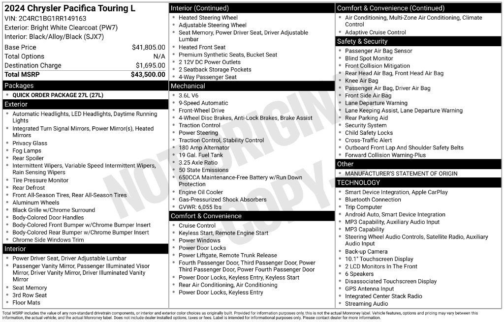 Used 2024 Chrysler Pacifica Touring-L FWD image 3
