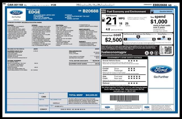 Used 2014 Ford Edge Limited w/ Equipment Group 301A AWD/4WD image 6