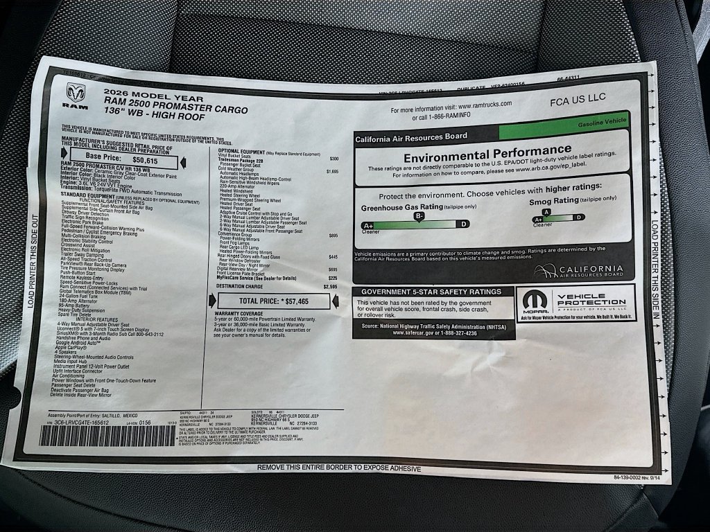 New 2026 RAM ProMaster 2500 w/ Cold Weather Group FWD image 21