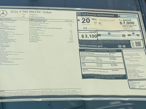 New 2026 Mercedes-Benz S 580 4MATIC Sedan image 31