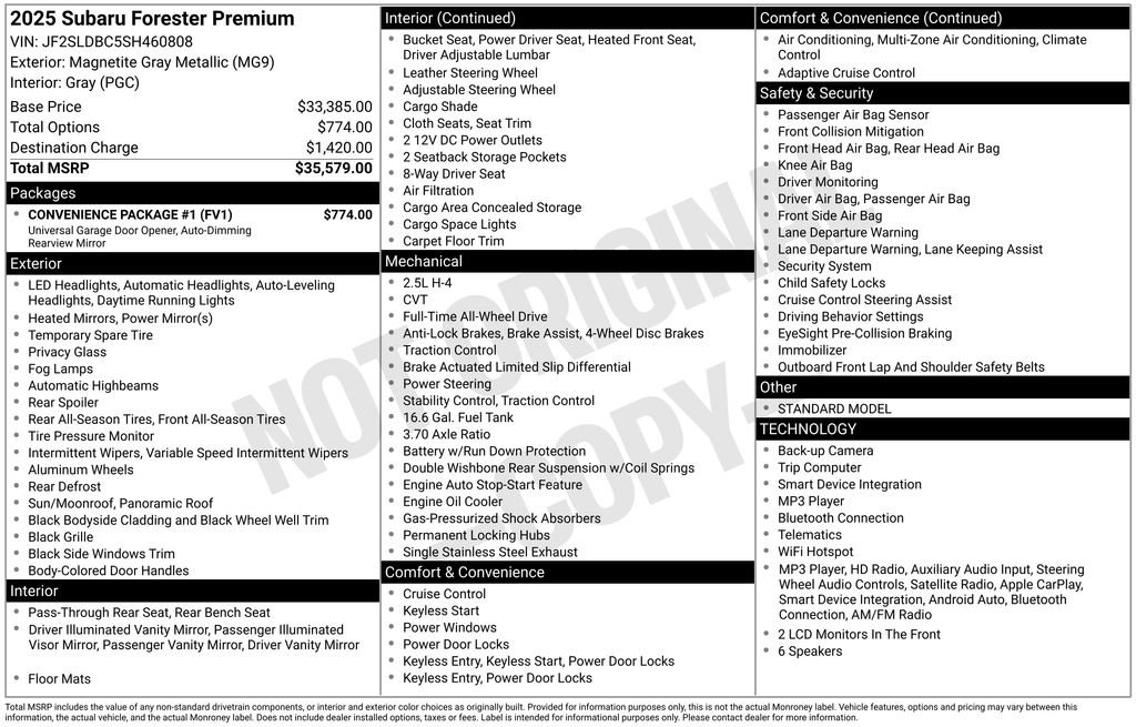 Used 2025 Subaru Forester Premium w/ Convenience Package #1 AWD/4WD image 10