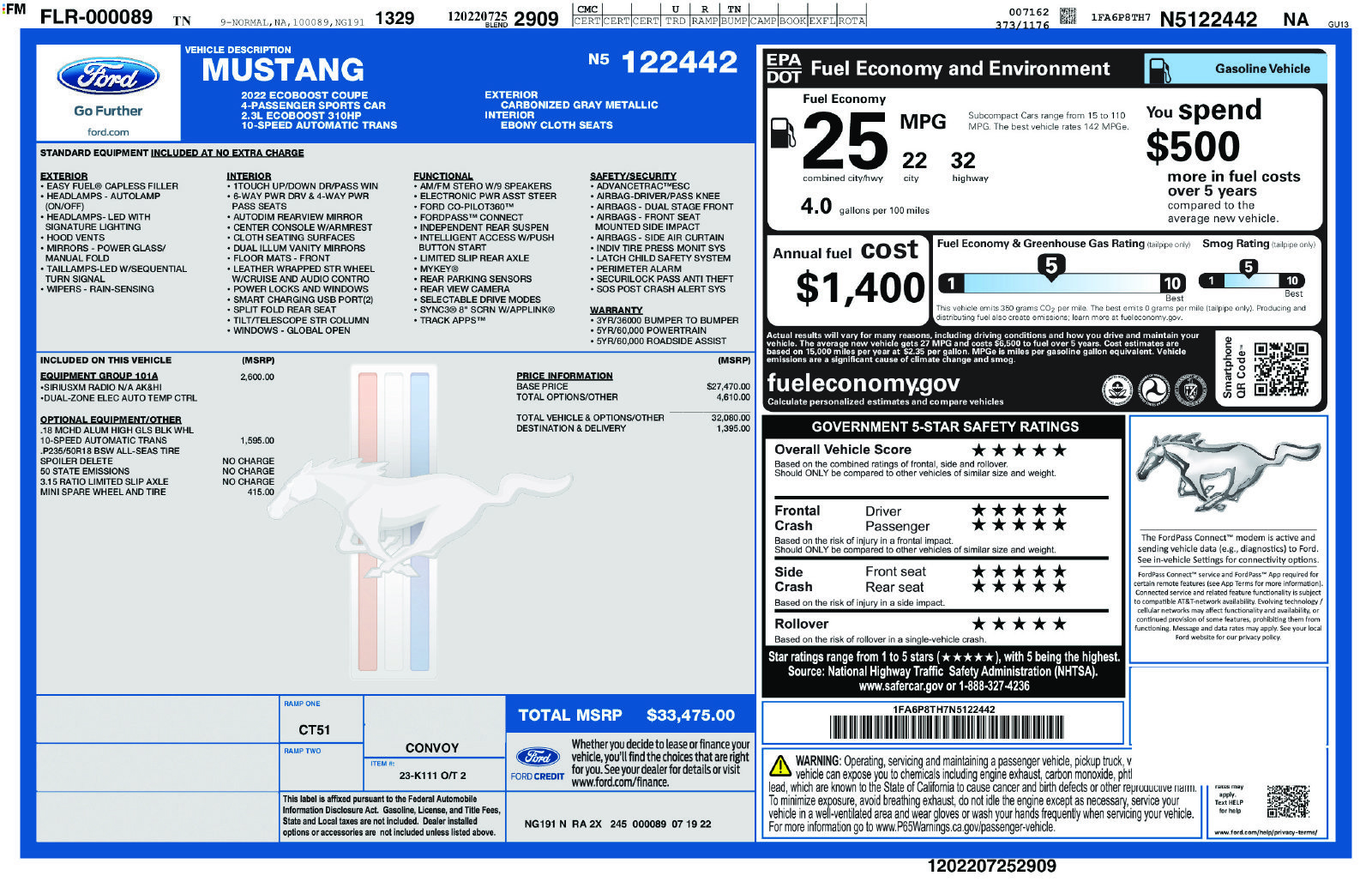 Certified 2022 Ford Mustang Coupe w/ Equipment Group 101A RWD image 14
