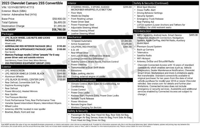 Used 2023 Chevrolet Camaro SS RWD image 5