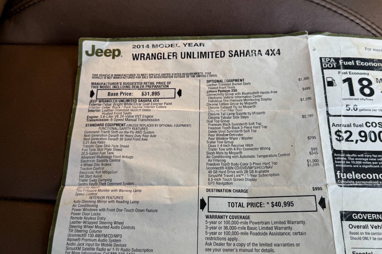 Used 2014 Jeep Wrangler Unlimited Sahara w/ Dual Top Group AWD/4WD image 49