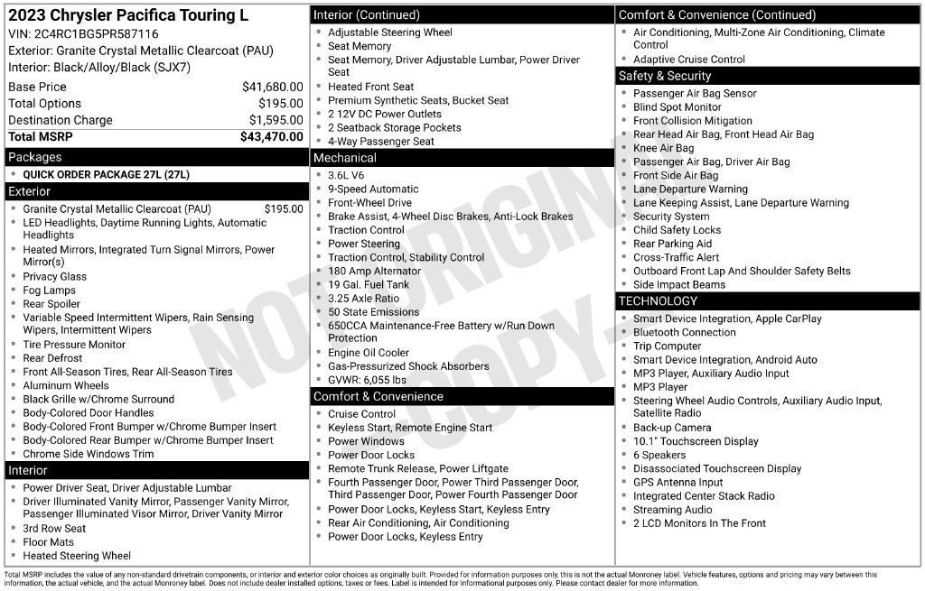 Certified 2023 Chrysler Pacifica Touring-L FWD image 7