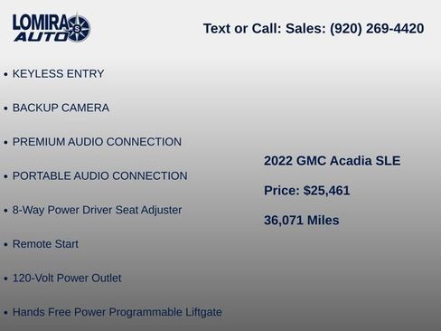 Used 2022 GMC Acadia SLE w/ LPO, Cargo Package AWD/4WD image 8