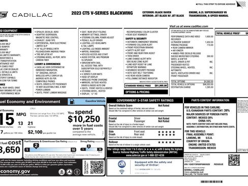Used 2023 Cadillac CT5 V Blackwing w/ Parking Package RWD image 4