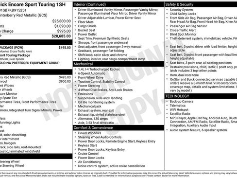 Used 2019 Buick Encore Sport Touring w/ Safety Package FWD image 6