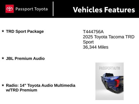 Certified 2025 Toyota Tacoma TRD Sport AWD/4WD image 10