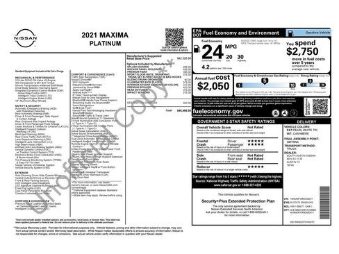Used 2021 Nissan Maxima Platinum w/ Sport Mat Group FWD image 4