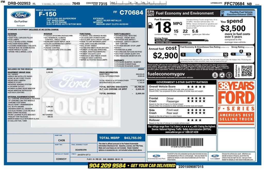 Used 2015 Ford F150 XLT w/ Equipment Group 302A Luxury RWD image 40