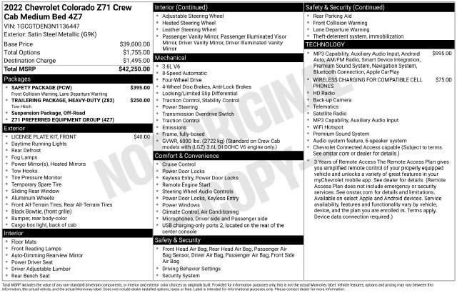 Certified 2022 Chevrolet Colorado Z71 w/ Safety Package AWD/4WD image 33