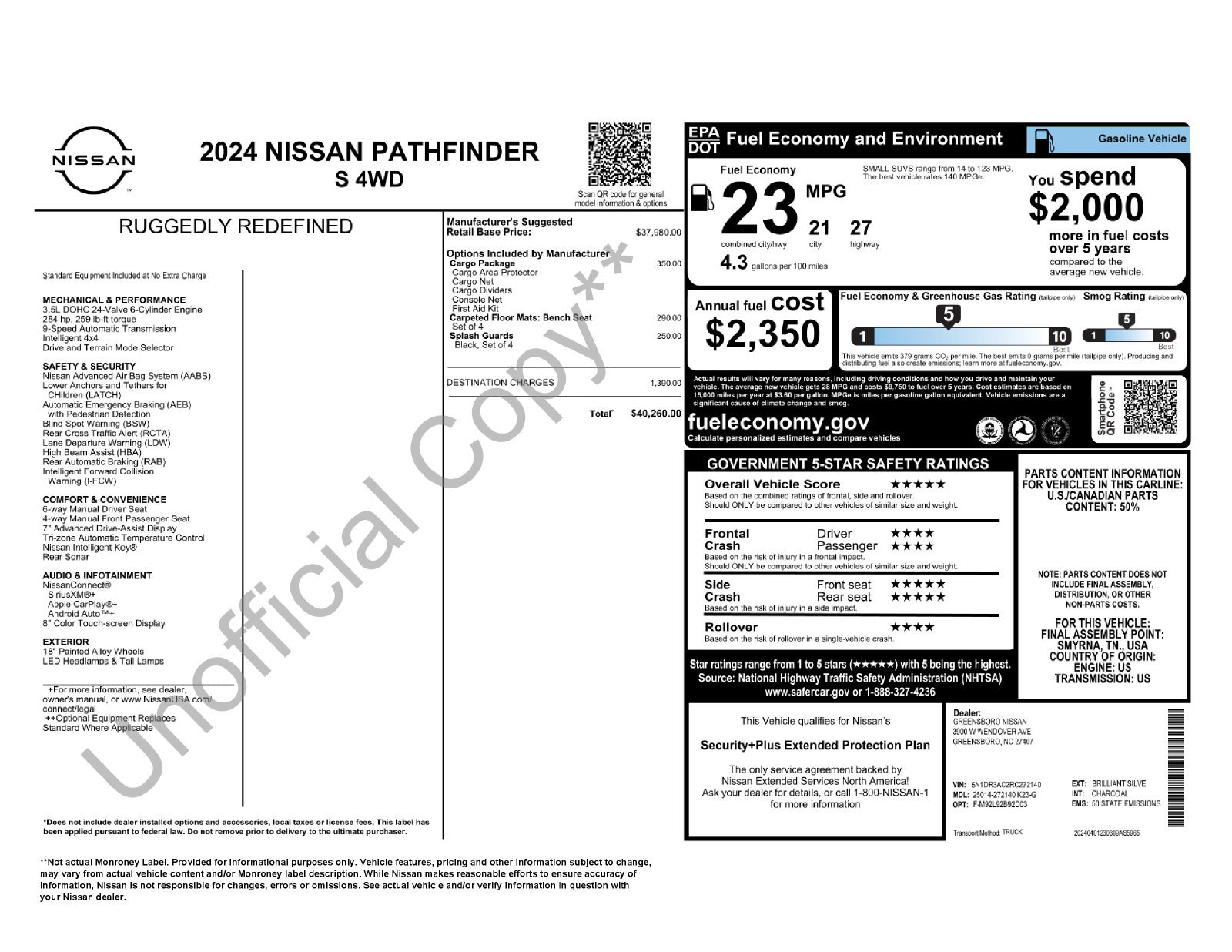 Certified 2024 Nissan Pathfinder S w/ Cargo Package AWD/4WD image 2