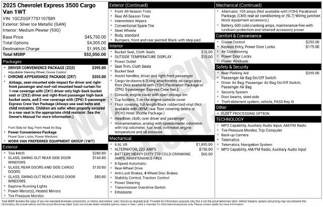 Used 2025 Chevrolet Express 3500 w/ Driver Convenience Package RWD image 7