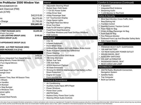 Used 2021 RAM ProMaster 3500 w/ RV Ready Prep Package image 15