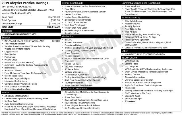 Used 2019 Chrysler Pacifica Touring-L FWD image 9