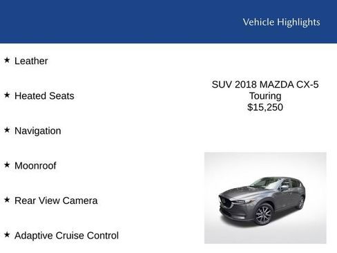 Used 2018 MAZDA CX-5 Touring w/ Preferred Equipment Package FWD image 2