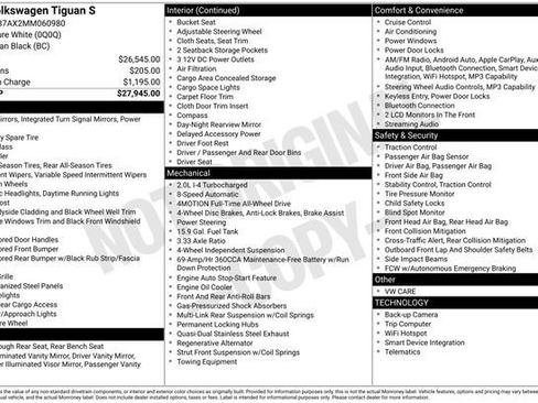 Used 2021 Volkswagen Tiguan S image 2