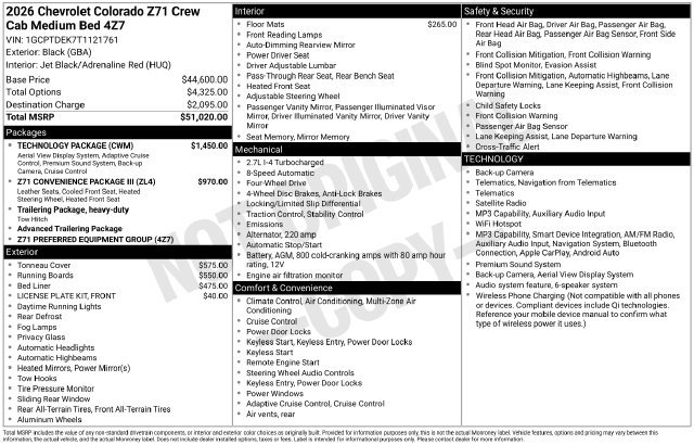 Used 2026 Chevrolet Colorado Z71 w/ Technology Package AWD/4WD image 12