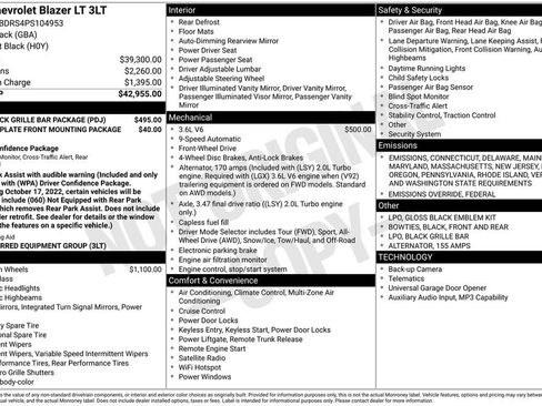 Certified 2023 Chevrolet Blazer LT w/ LPO, Black Grille Bar Package image 6