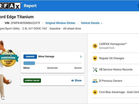 Certified 2021 Ford Edge Titanium w/ Equipment Group 301A AWD/4WD image 3